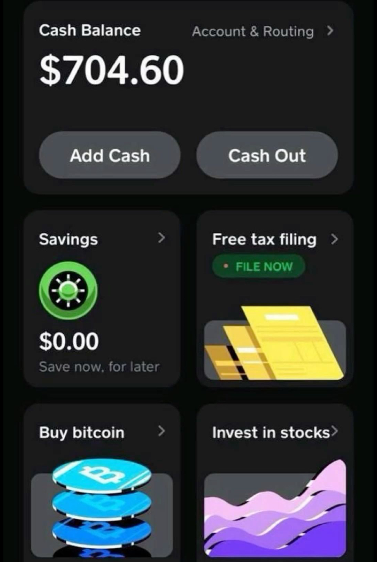 Cash App balance showing $704 from social media service sales